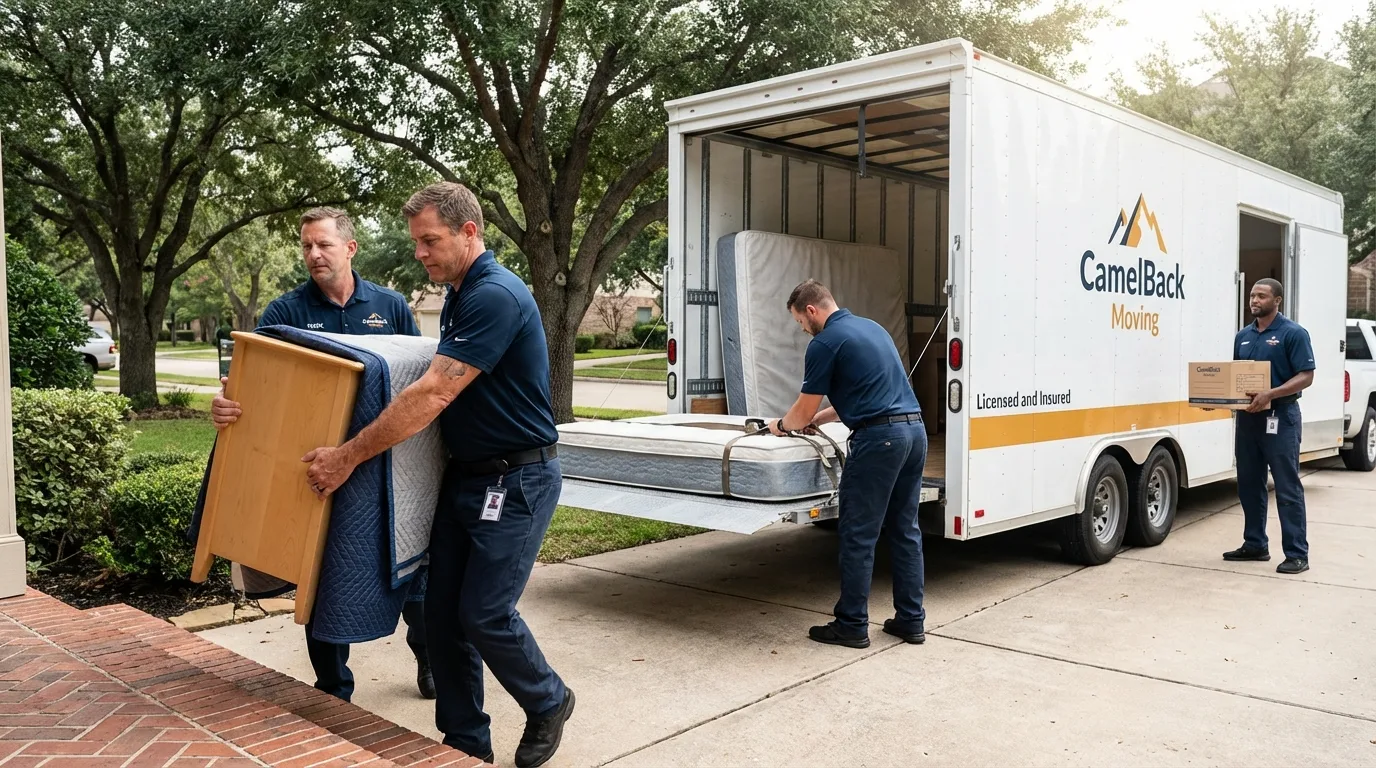 Crew loading residential truck for cross-state move from Waynesburg, PA